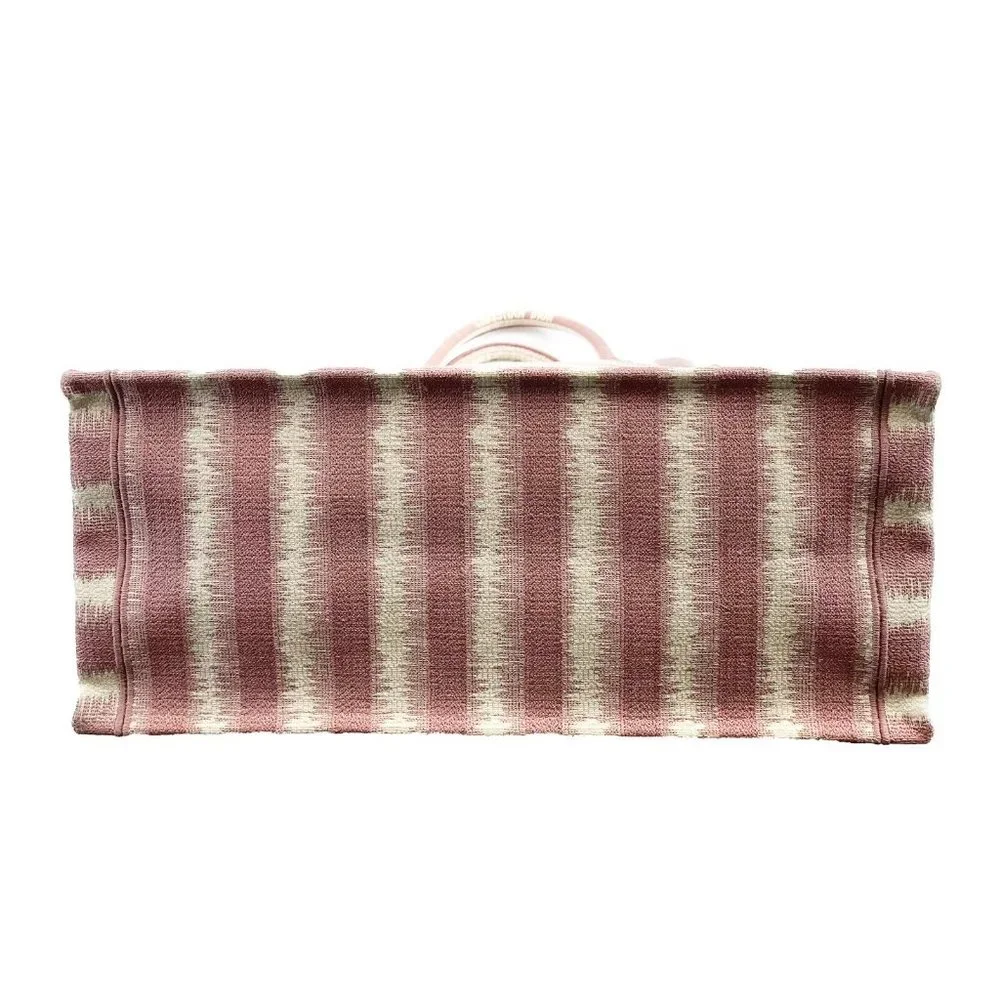 Christian Dior Bayadere Stripe Large Book Tote D-Stripes Embroidery Pink - Picture 5 of 14